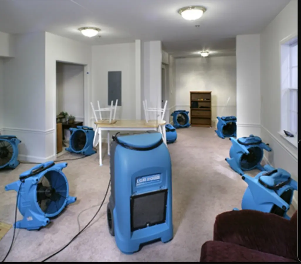 Air movers and dehumidifier setup for Water Damage Restoration in Peachtree Corners